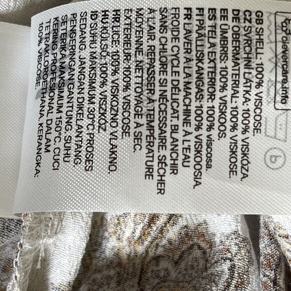 H&M Women’s Dress SZ 12 Batik White/Brown 100% Viscose Office Career Classy - Picture 8 of 10